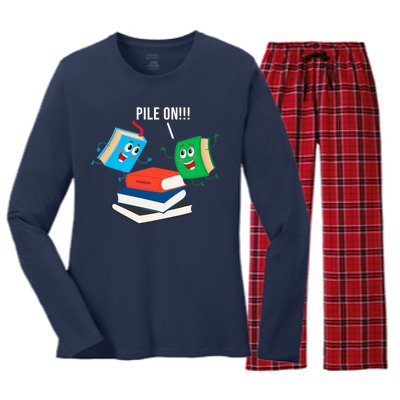 Pile On Books Women's Long Sleeve Flannel Pajama Set 