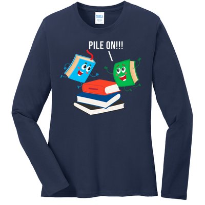 Pile On Books Ladies Long Sleeve Shirt