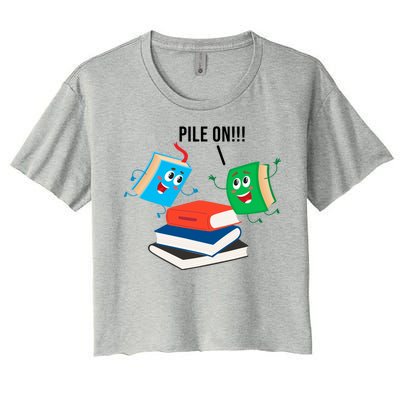 Pile On Books Women's Crop Top Tee