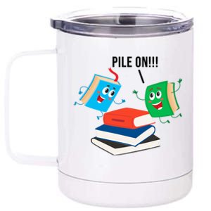 Pile On Books 12 oz Stainless Steel Tumbler Cup