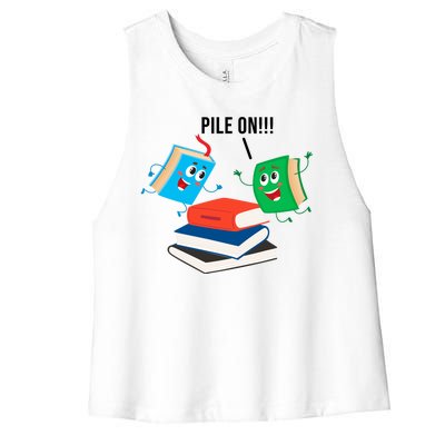 Pile On Books Women's Racerback Cropped Tank