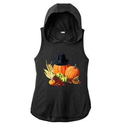 Pilgrim Thanksgiving Ladies PosiCharge Tri-Blend Wicking Draft Hoodie Tank