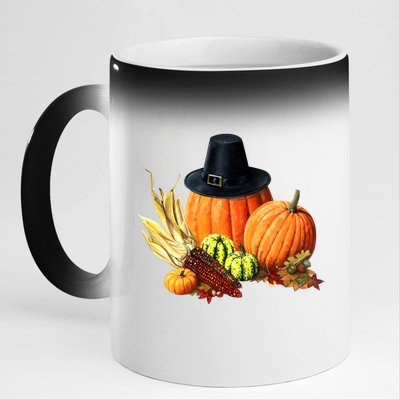 Pilgrim Thanksgiving 11oz Black Color Changing Mug