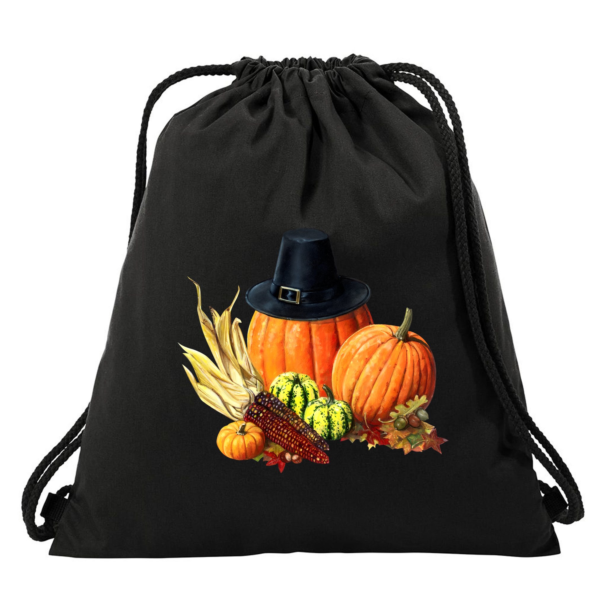 Pilgrim Thanksgiving Drawstring Bag