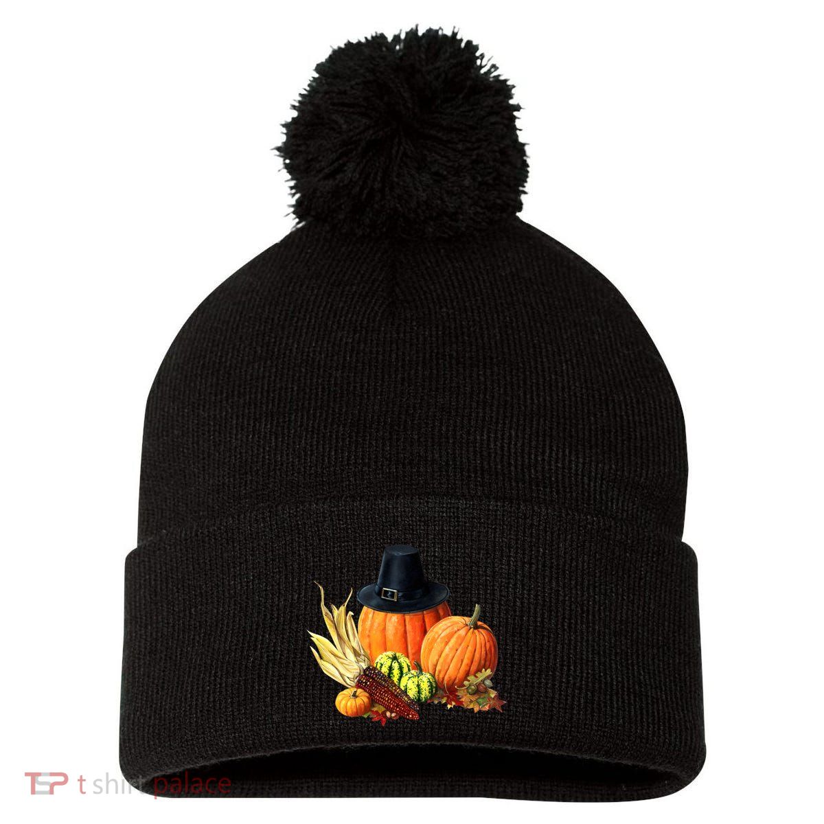 Pilgrim Thanksgiving Pom Pom 12in Knit Beanie