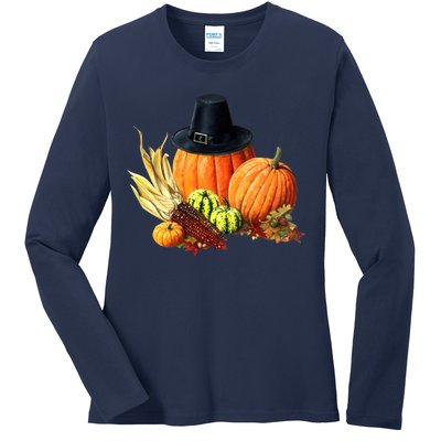 Pilgrim Thanksgiving Ladies Long Sleeve Shirt