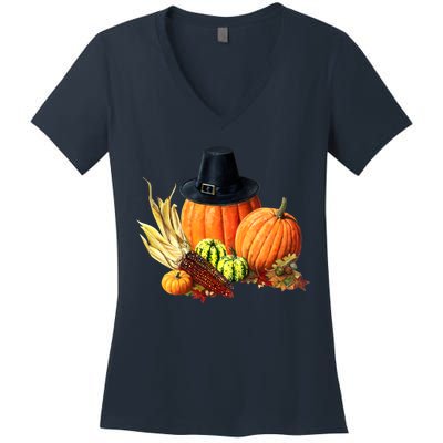 Pilgrim Thanksgiving Women's V-Neck T-Shirt