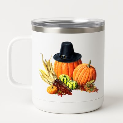 Pilgrim Thanksgiving 12 oz Stainless Steel Tumbler Cup