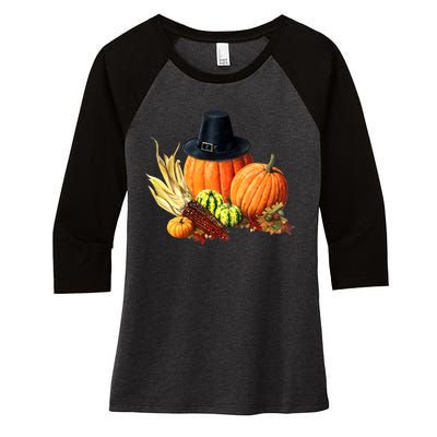 Pilgrim Thanksgiving Women's Tri-Blend 3/4-Sleeve Raglan Shirt