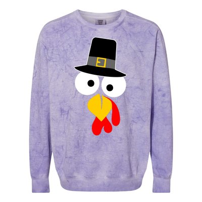 Pilgrim Turkey Big Face Thanksgiving Colorblast Crewneck Sweatshirt