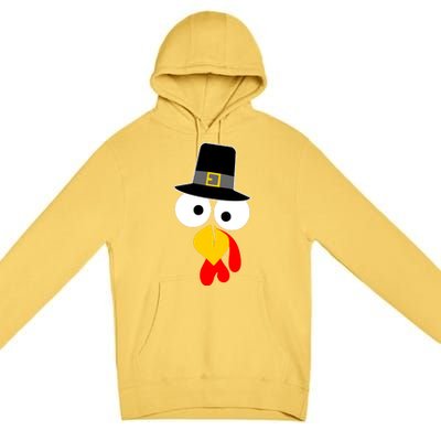 Pilgrim Turkey Big Face Thanksgiving Premium Pullover Hoodie