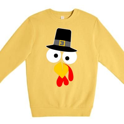 Pilgrim Turkey Big Face Thanksgiving Premium Crewneck Sweatshirt