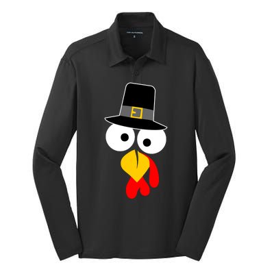 Pilgrim Turkey Big Face Thanksgiving Silk Touch Performance Long Sleeve Polo