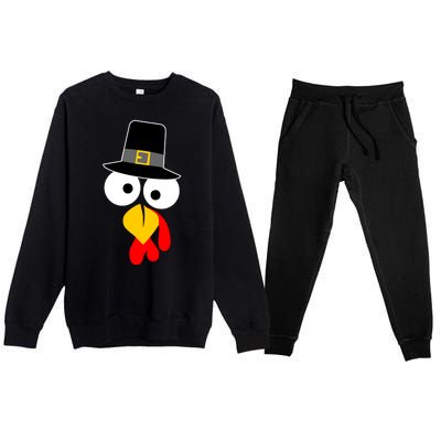 Pilgrim Turkey Big Face Thanksgiving Premium Crewneck Sweatsuit Set