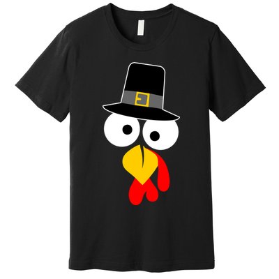 Pilgrim Turkey Big Face Thanksgiving Premium T-Shirt