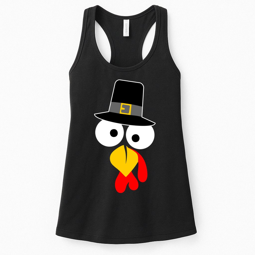 Pilgrim Turkey Big Face Thanksgiving Womens Tank Top