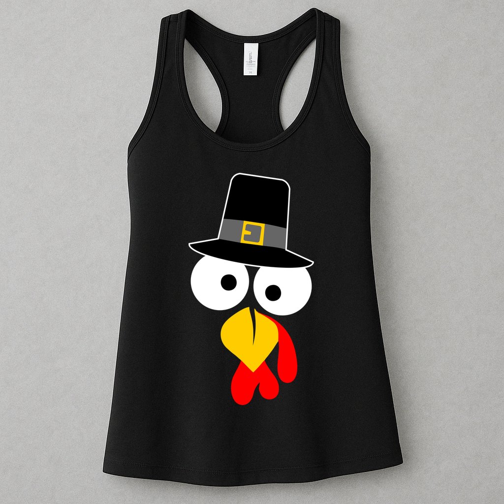 Pilgrim Turkey Big Face Thanksgiving Womens Tank Top