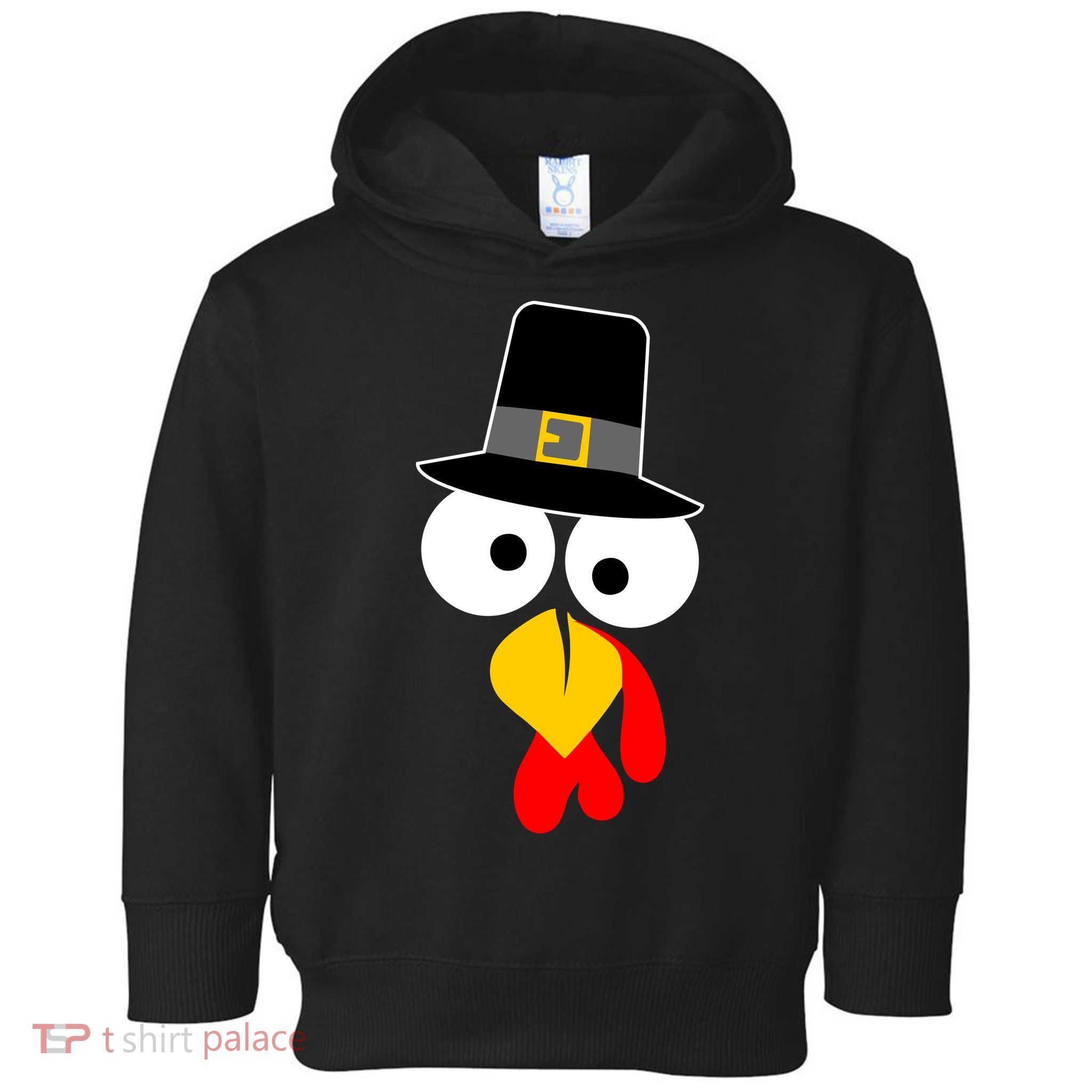 Pilgrim Turkey Big Face Thanksgiving Toddler Hoodie