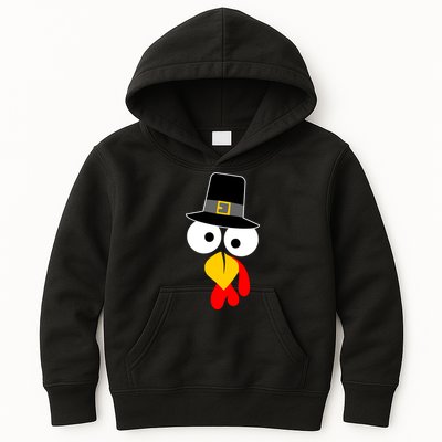 Pilgrim Turkey Big Face Thanksgiving Kids Hoodie