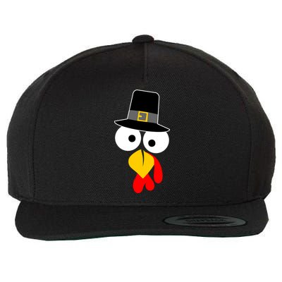 Pilgrim Turkey Big Face Thanksgiving Wool Snapback Cap