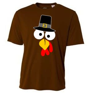 Pilgrim Turkey Big Face Thanksgiving Cooling Performance Crew T-Shirt