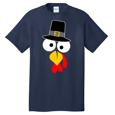 Pilgrim Turkey Big Face Thanksgiving Tall T-Shirt