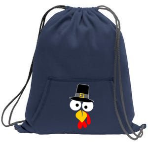 Pilgrim Turkey Big Face Thanksgiving Sweatshirt Cinch Pack Bag