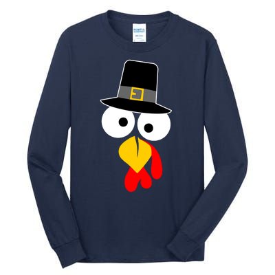 Pilgrim Turkey Big Face Thanksgiving Tall Long Sleeve T-Shirt