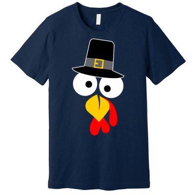 Pilgrim Turkey Big Face Thanksgiving Premium T-Shirt