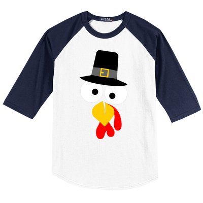 Pilgrim Turkey Big Face Thanksgiving Baseball Sleeve Shirt