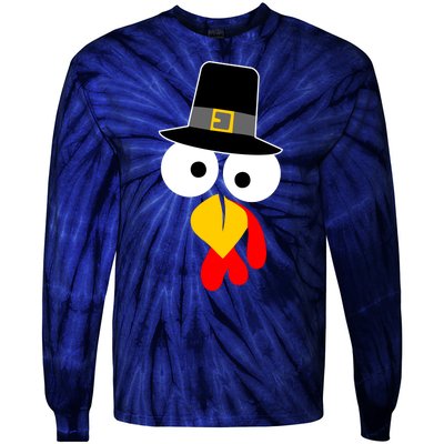 Pilgrim Turkey Big Face Thanksgiving Tie-Dye Long Sleeve Shirt