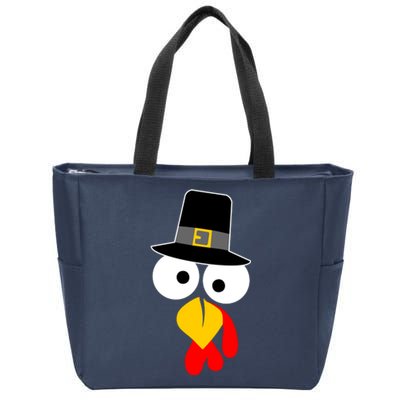 Pilgrim Turkey Big Face Thanksgiving Zip Tote Bag