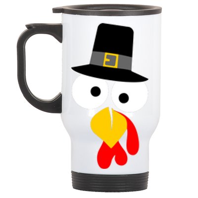 Pilgrim Turkey Big Face Thanksgiving Stainless Steel Travel Mug