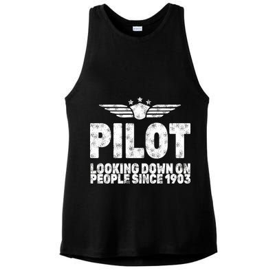 Pilot Looking Down On People Since 1903 Ladies PosiCharge Tri-Blend Wicking Tank