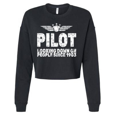 Pilot Looking Down On People Since 1903 Cropped Pullover Crew