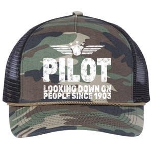 Pilot Looking Down On People Since 1903 Retro Rope Trucker Hat Cap