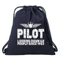 Pilot Looking Down On People Since 1903 Drawstring Bag