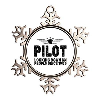 Pilot Looking Down On People Since 1903 Metallic Star Ornament