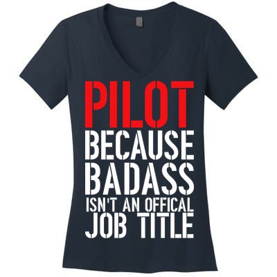 Pilot Official Job Title Women's V-Neck T-Shirt