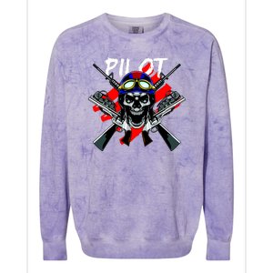 Pilot Skull Colorblast Crewneck Sweatshirt