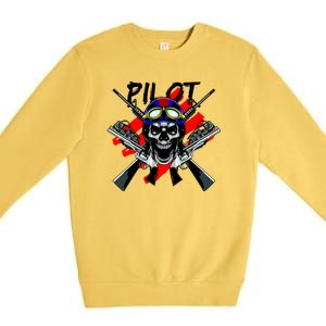 Pilot Skull Premium Crewneck Sweatshirt