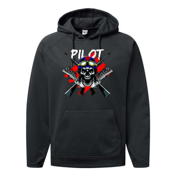 Pilot Skull Performance Fleece Hoodie