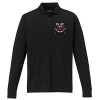 Pilot Skull Performance Long Sleeve Polo