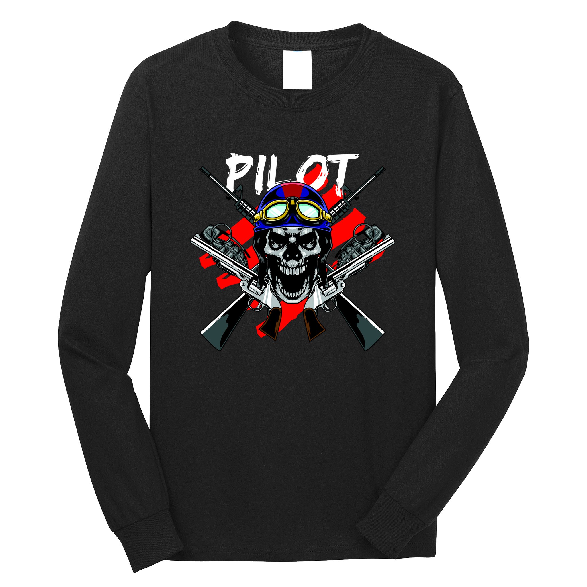 Pilot Skull Long Sleeve Shirt