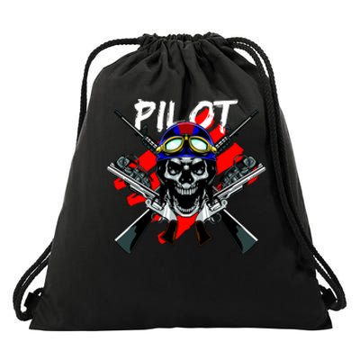 Pilot Skull Drawstring Bag