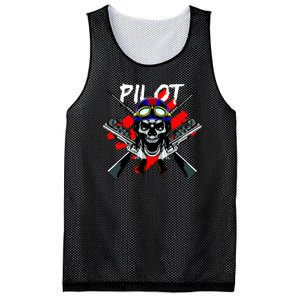 Pilot Skull Mesh Reversible Basketball Jersey Tank