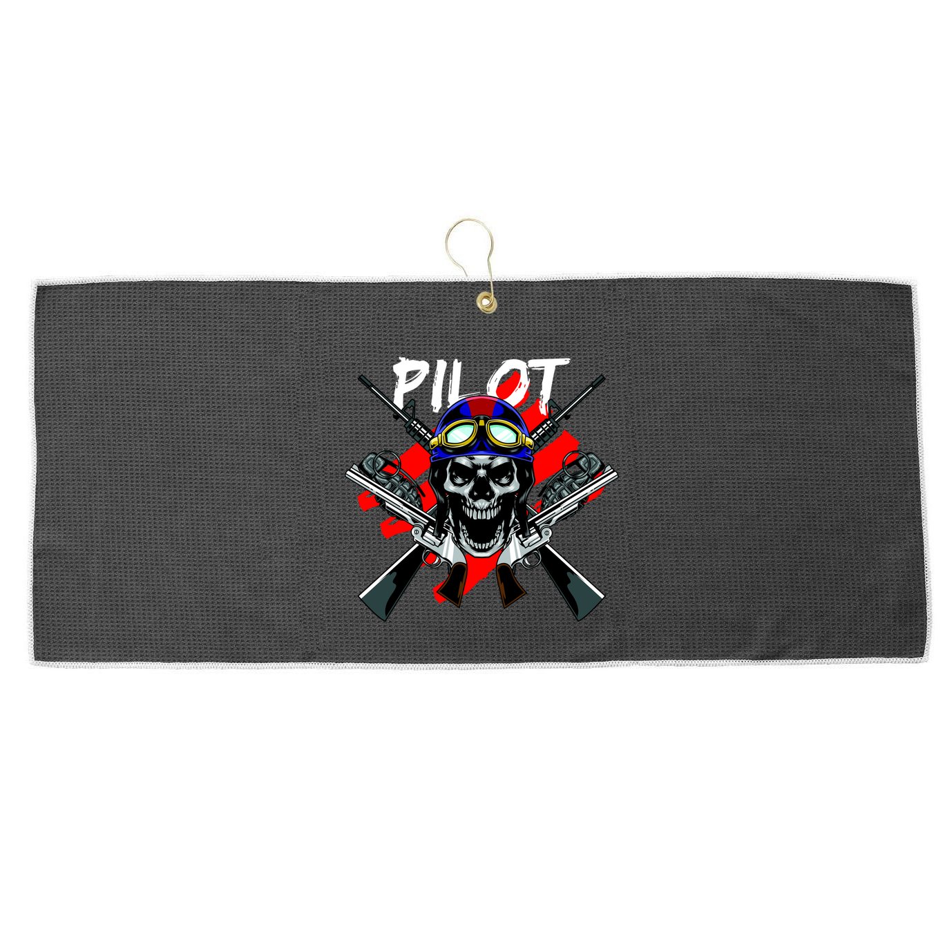 Pilot Skull Large Microfiber Waffle Golf Towel