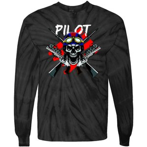 Pilot Skull Tie-Dye Long Sleeve Shirt