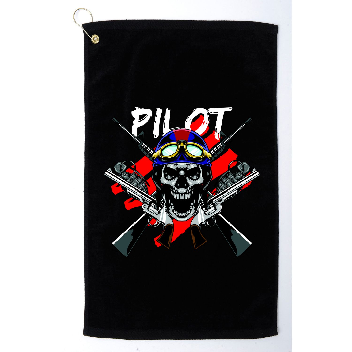 Pilot Skull Golf Towel