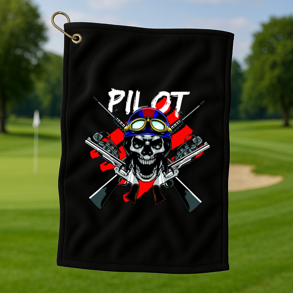 Pilot Skull Golf Towel